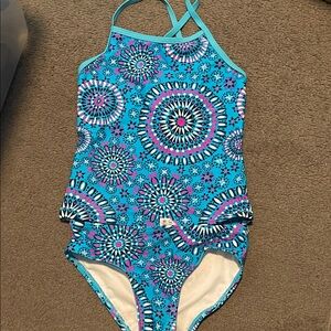 Vibrant Blue and Pink Kids Swim One Piece